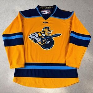 Atlanta Gladiators Yellow Hockey Jersey Adult Medium Gwinnett AK Knit Authentic